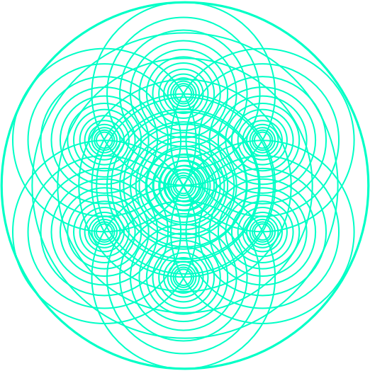A green circular pattern on a white background.