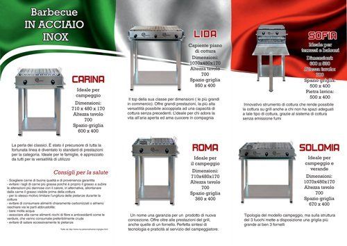 Brochure con vari barbecue in acciaio inox