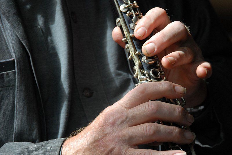 playing saxophone