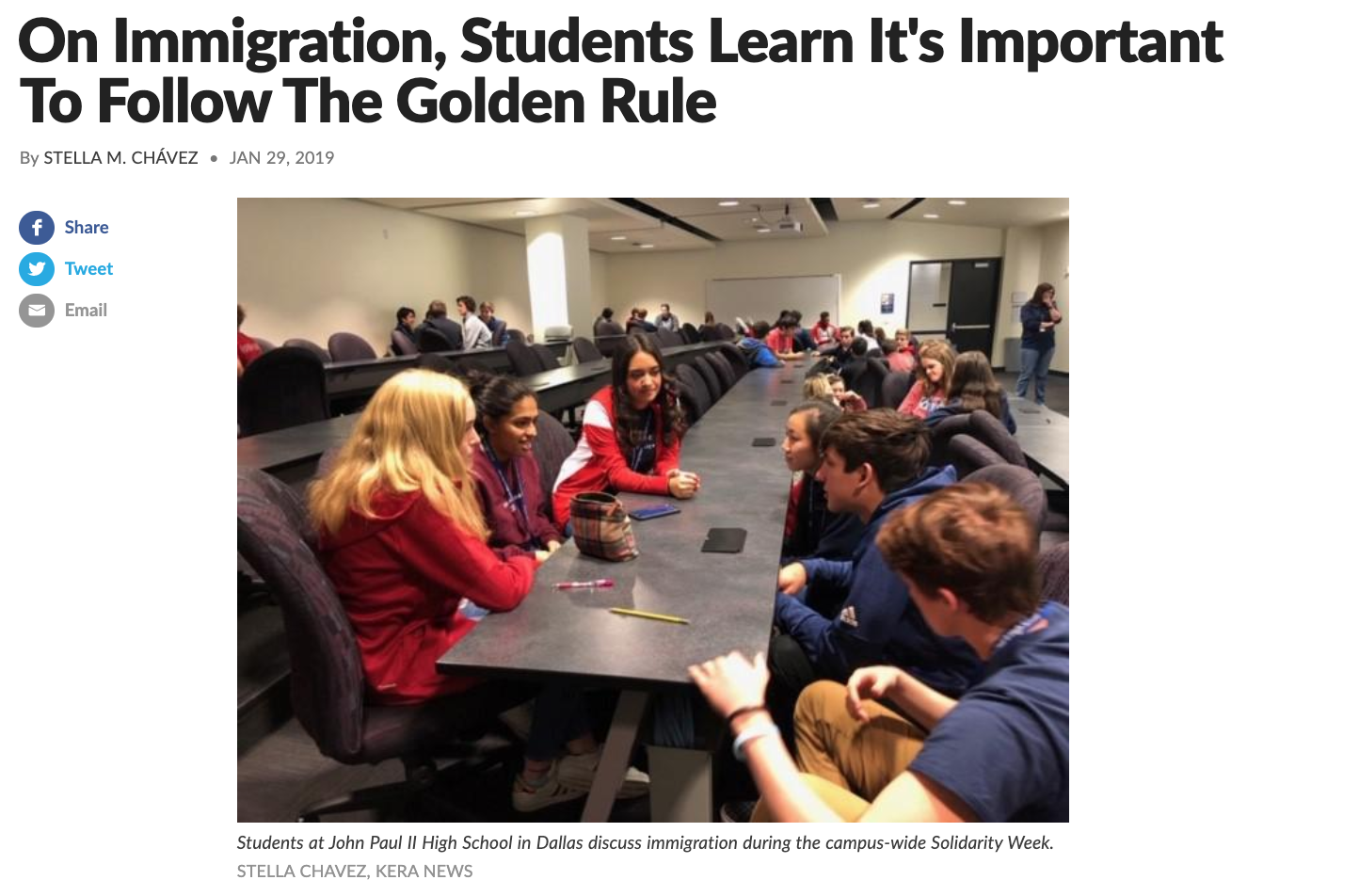 On Immigration, Students Learn It's Important To Follow The Golden Rule On Immigration, Students Learn It's Important To Follow The Golden Rule