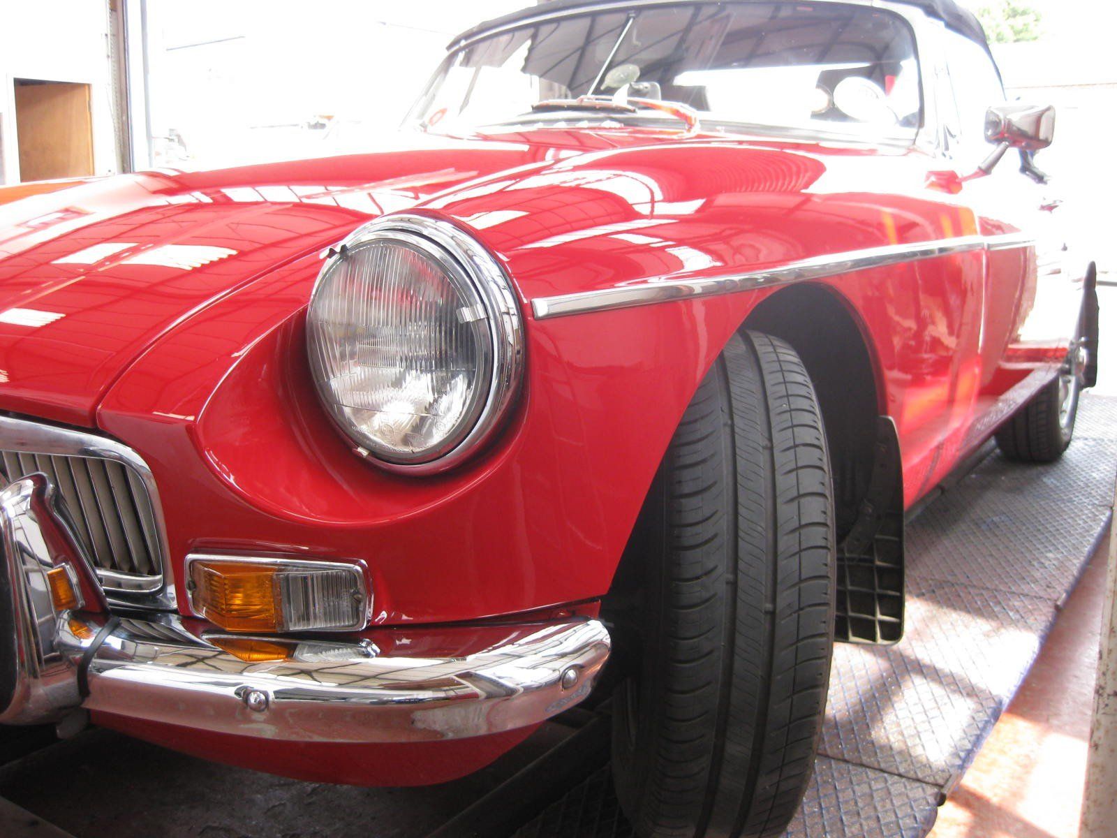 car with new headlight and body paint