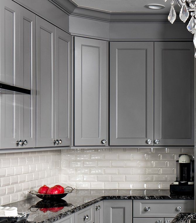 Grey shaker painted cabinets