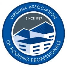 Virginia Association of Roofing Professionals logo: blue circle with text and a stylized roof design.