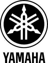The yamaha logo is black and white and looks like a cross.