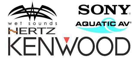 The logos for sony , hertz , and kenwood are shown on a white background.