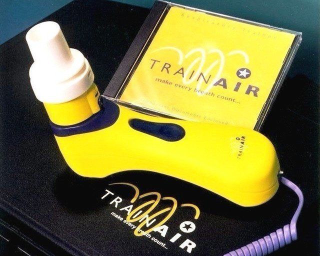 Yellow and blue Respiratory Trainer Device