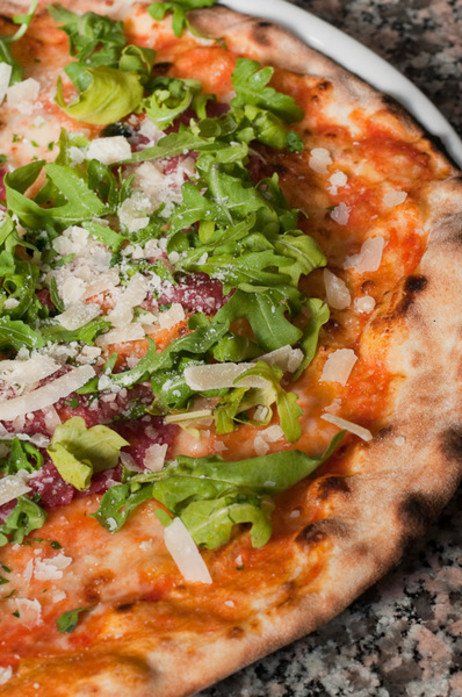 pizza with rocket and parmesan