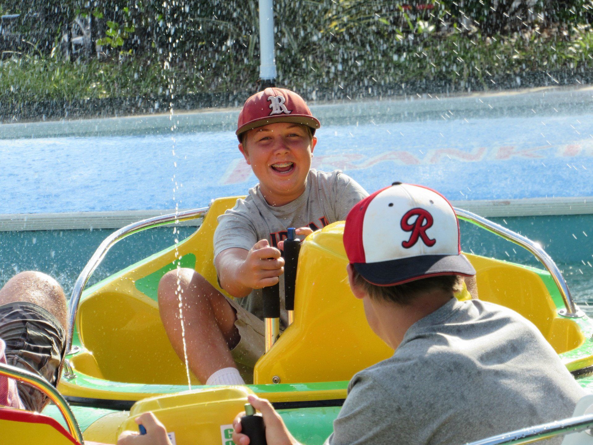 boys in bumper boats.