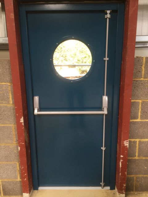 navy blue fire exit