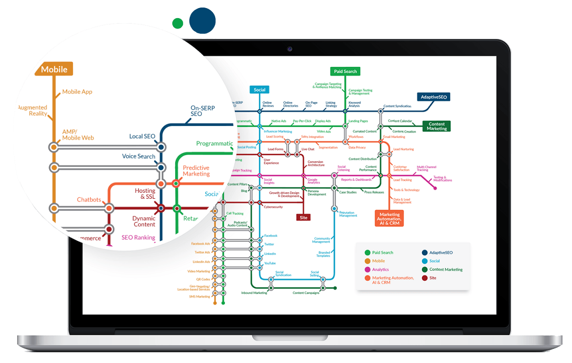 A laptop with a subway map on the screen