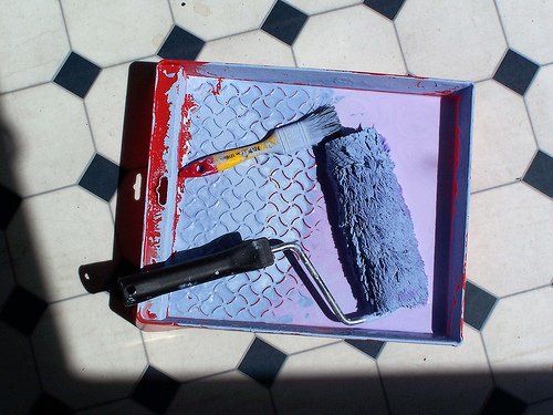 paint brush and roller
