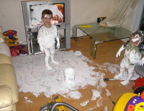 kids playing paint