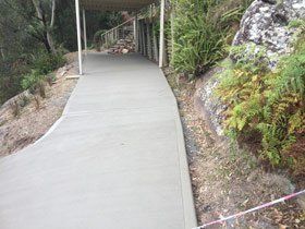 Garden path with new concrete garden path with new concrete