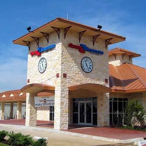 Stone building with clocks, 