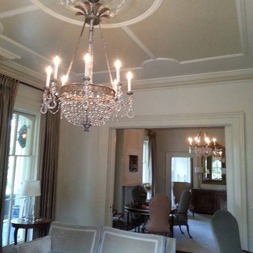 Living Room with Chandelier — Pooler, GA — Holcombe Painting & Wallcovering Living Room with Chandelier — Pooler, GA — Holcombe Painting & Wallcovering