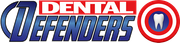 Dental Defenders logo with red and blue text and a stylized tooth icon