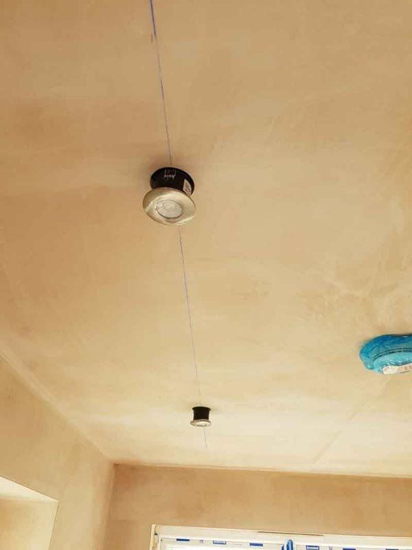 ceiling light installation in progress