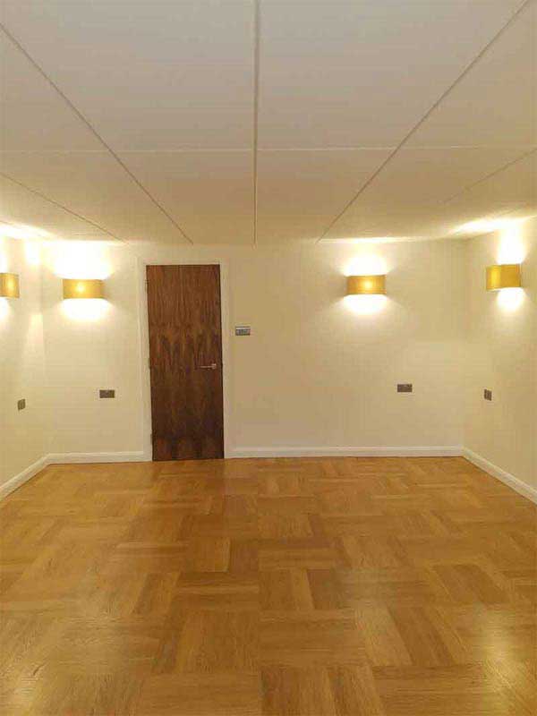 Wall lighting in home cinema room installed by electrician