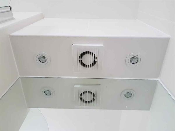 Bathroom GU10 extractor fitted by electrician in Leicestershire