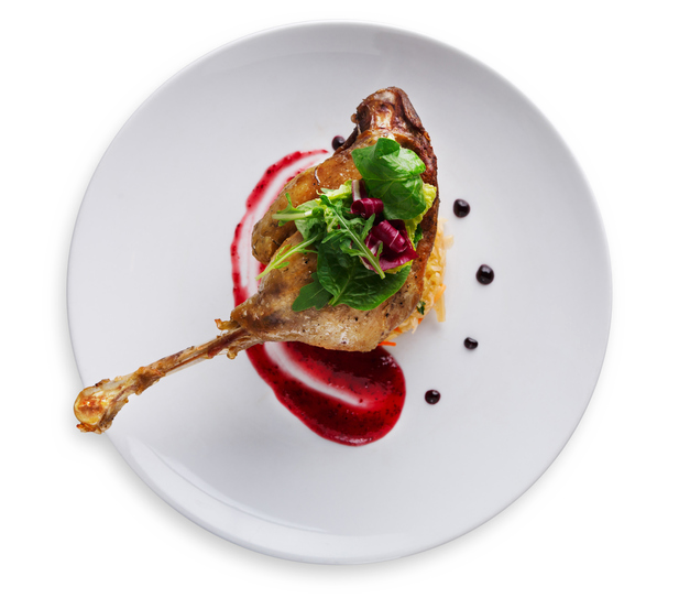 Duck Confit With Berry Sauce — Dallas, TX — All In Good Taste Catering Duck Confit With Berry Sauce — Dallas, TX — All In Good Taste Catering