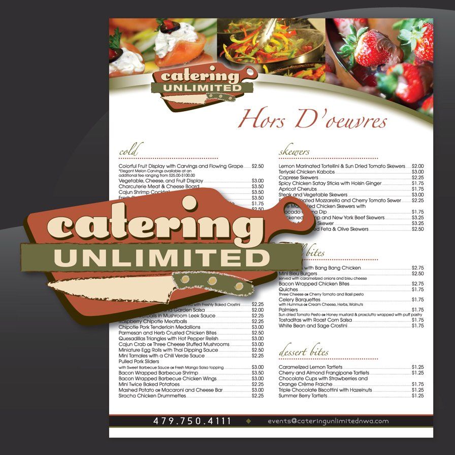 flyer menu, catering unlimited