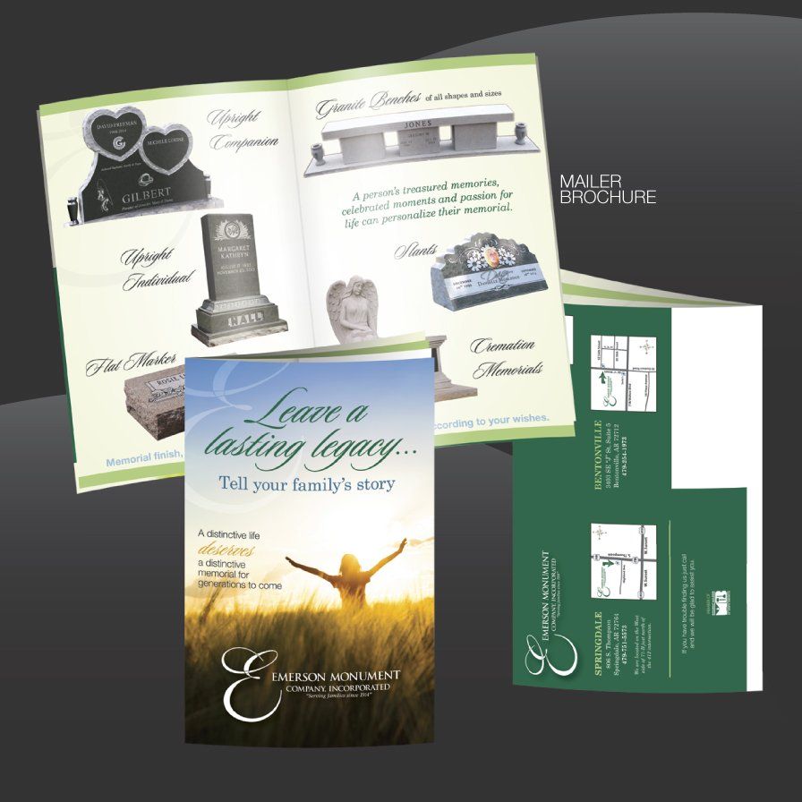 mailer, brochure, design, pamplet, emerson monument