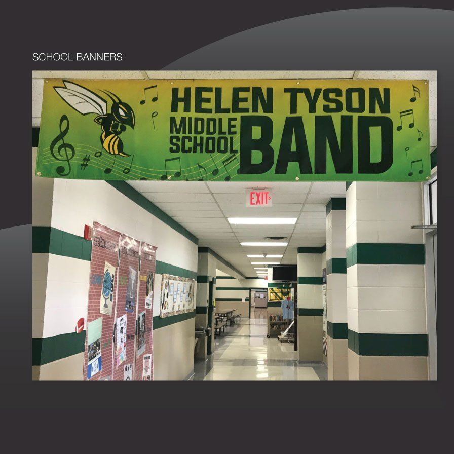 high school banner hallway