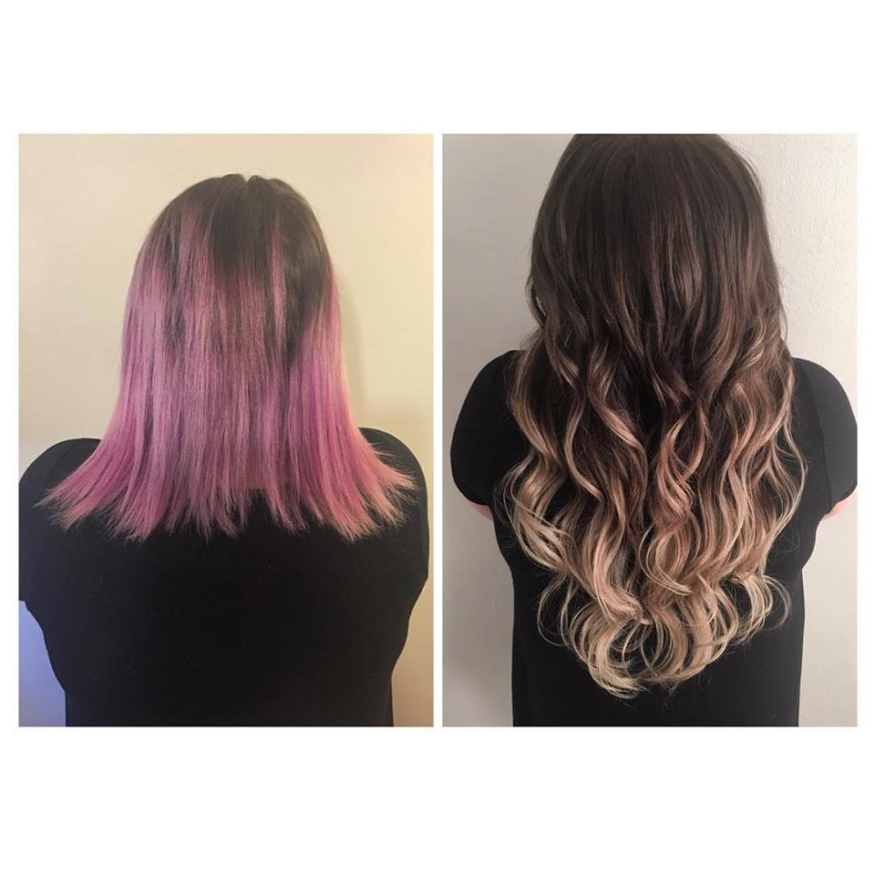 Hair Extensions and Corrective Color Treatment