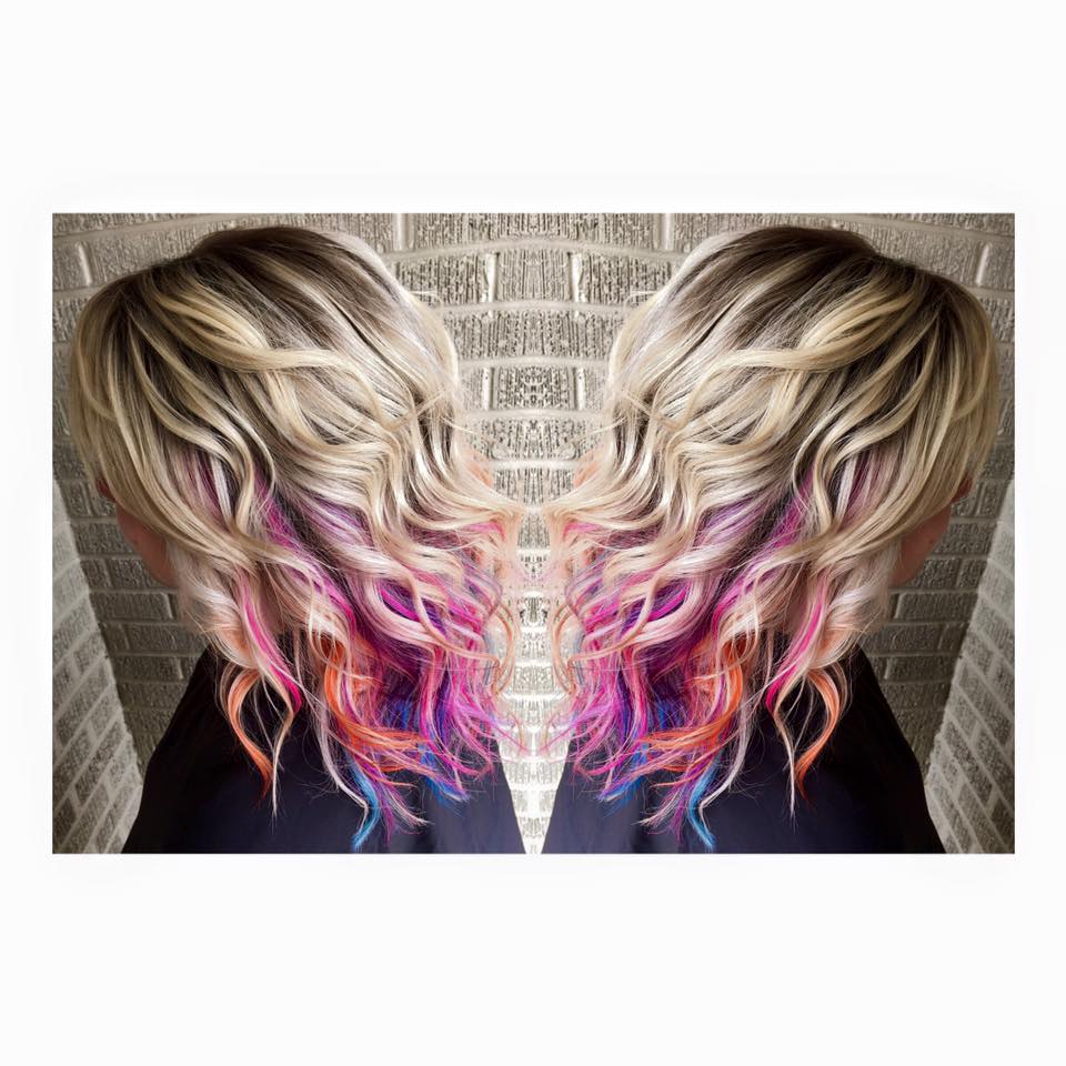 Blonde Hair with Bright Colors at our Inman, SC Salon