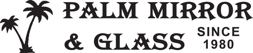 The logo for palm mirror and glass since 1980
