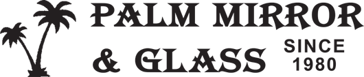 The logo for palm mirror and glass since 1980