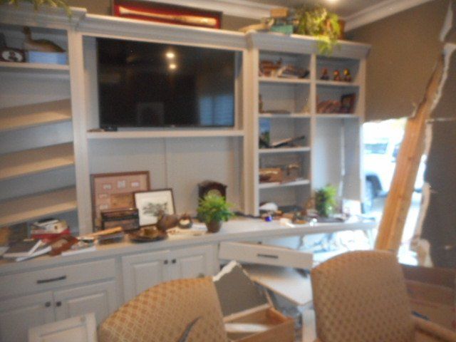 office with severe structural damage
