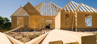 exterior view of home framing before walls are added