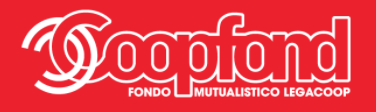 A red and white logo for coopland fondo mutualistico legacoop