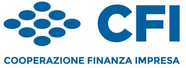 Un logo blu per cfi con uno sfondo bianco