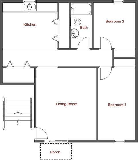 2 Bedroom 1 Bath