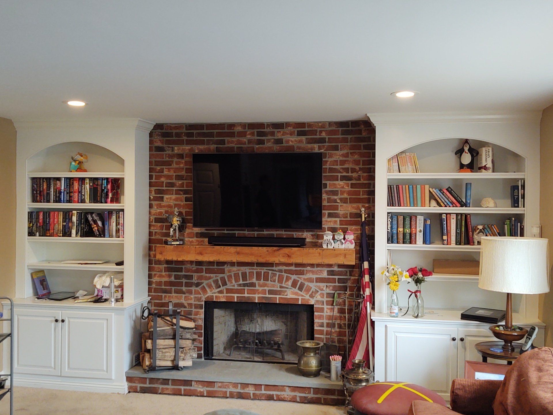 brick thin veneer white wash and stained and plain