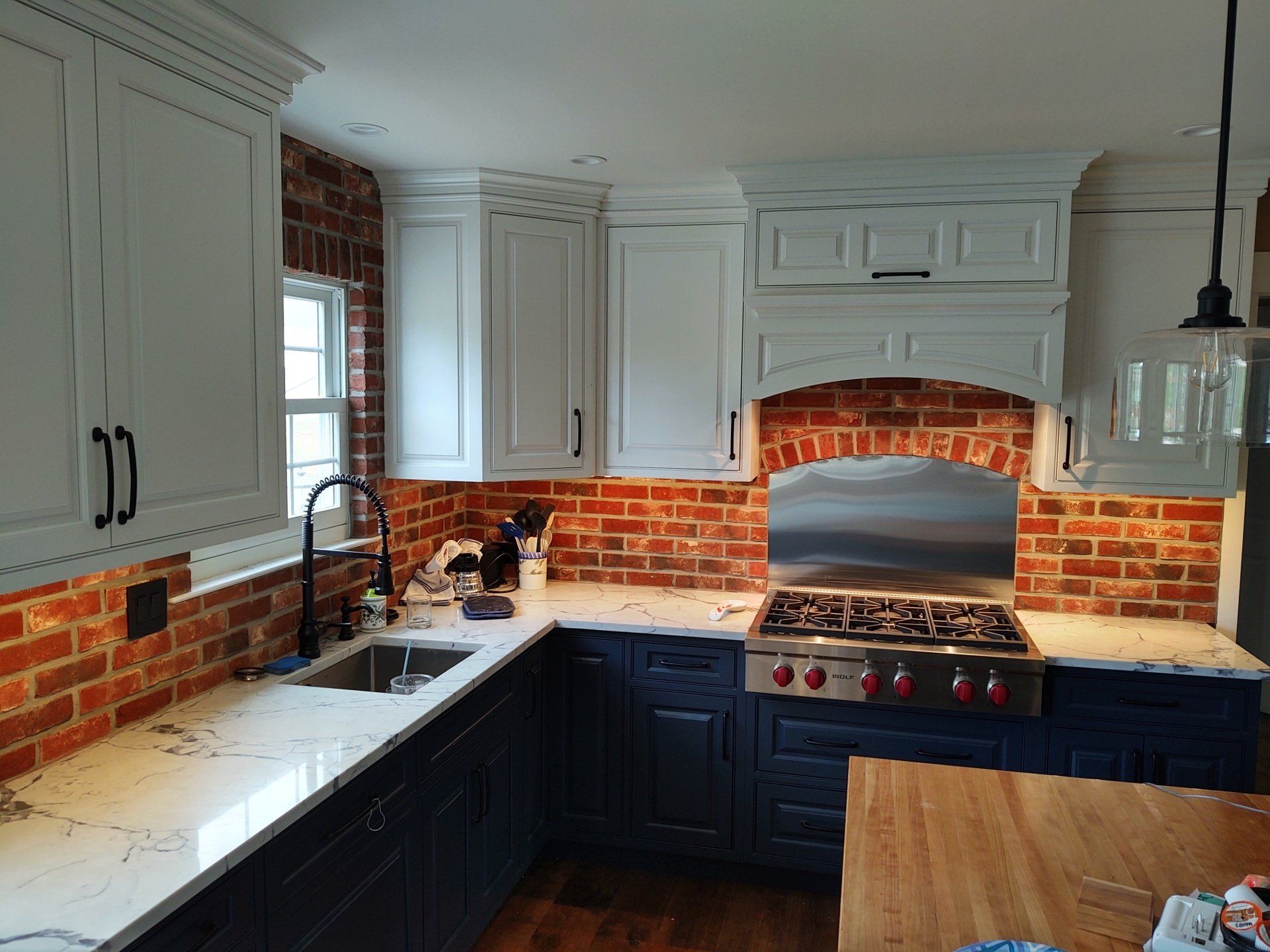 brick thin veneer white wash and stained and plain