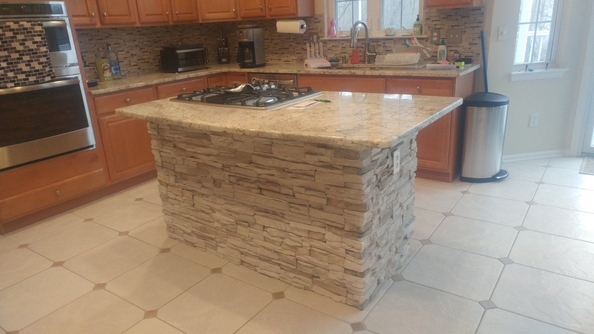 daybreak stack stone kitchen Island