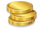 Stack of three gold coins.
