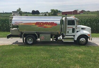 A heating oil delivery truck in Dover, PA