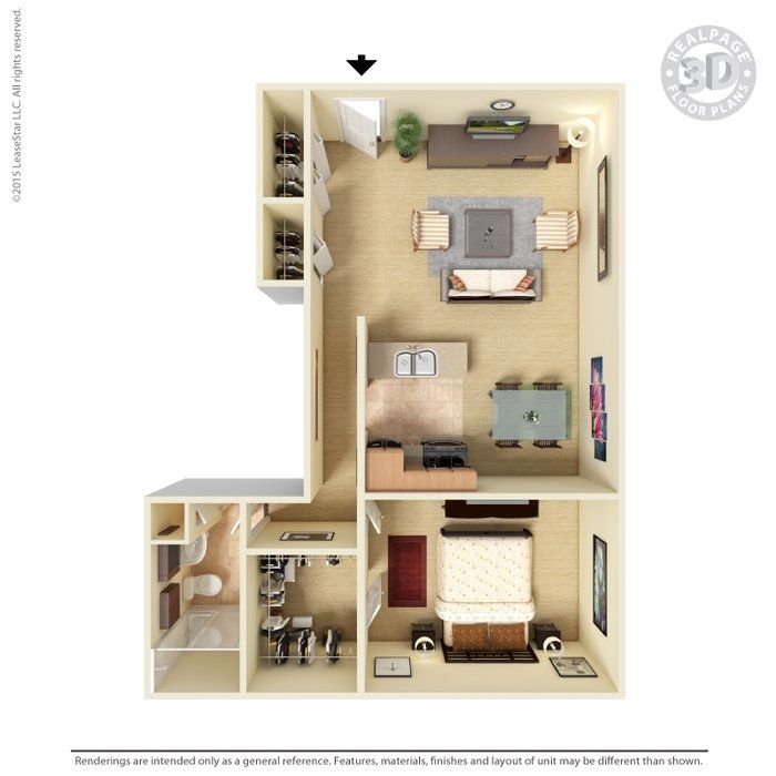 1 bedroom furnished 736sqft