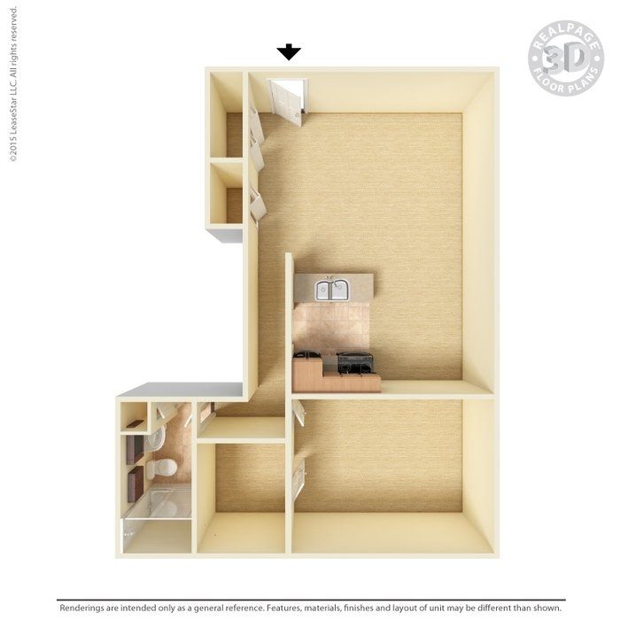 1 bedroom unfurnished 736sqft