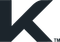 A black letter k with a white tm below it