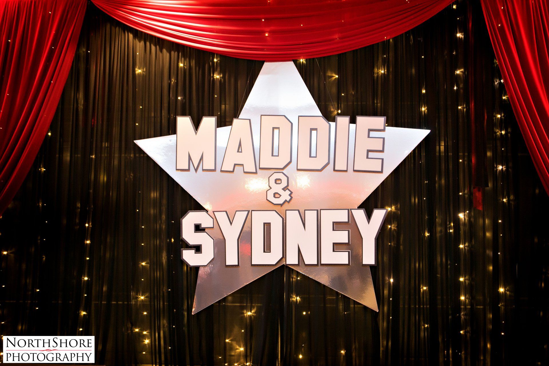 A star with the words maddie and sydney on it