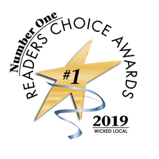 Wicked Local Readers’ Choice Awards 2019 badge with gold star and “#1” ribbon