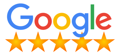 Google logo above five gold stars rating illustration