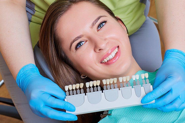 Close up of woman and Dental Veneers