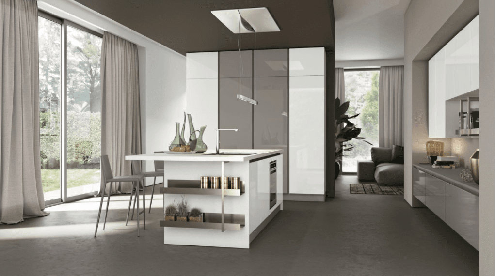cucina con isola stile americano