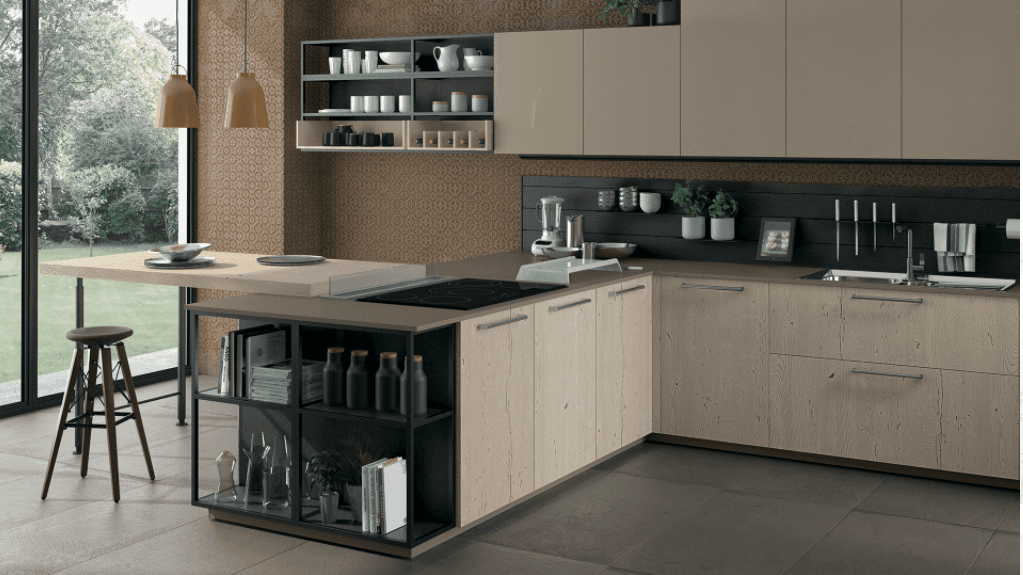 cucina ad angolo in noce